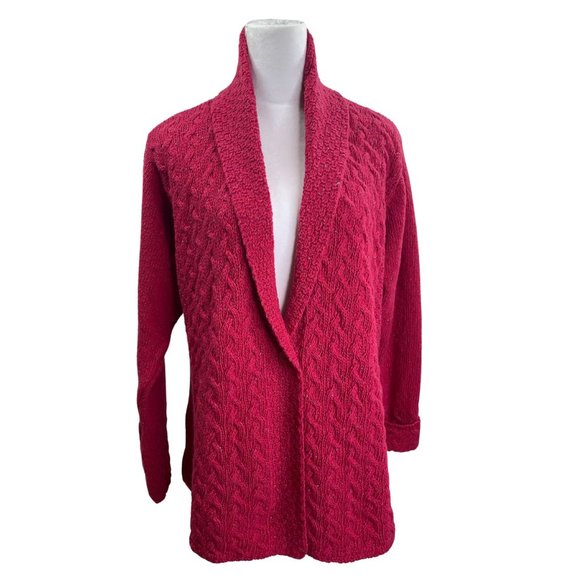 Islander Merino Wool & Cashmere Blend 1-Button Cardigan Berry Pink XXL NWOT - Picture 1 of 10